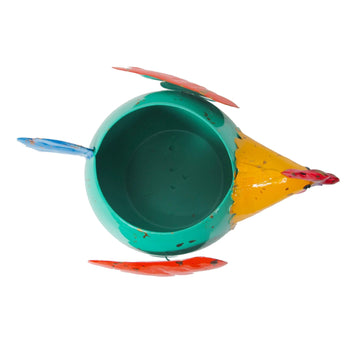 FAIRE - Continental Art Center Lawn Ornaments & Garden Sculptures Mini-Chicken Planter Colorful Metal Art